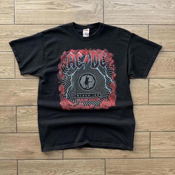 AC/DC Black Ice Tour Thunder 2008 black cotton T-shirt - Picture 1 of 7
